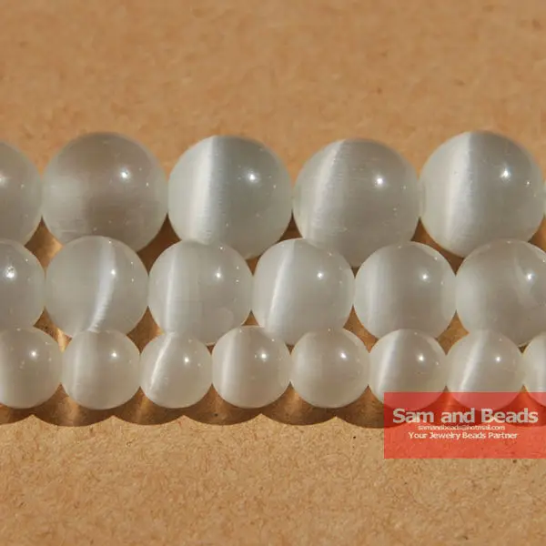 Free Shipping Natural Moon Stone Beads ,Opal White Cat Eye Round Loose Beads 16