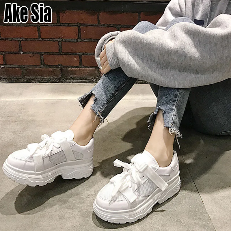Ake Sia/Новинка Женская обувь на толстой подошве Модная повседневная женская