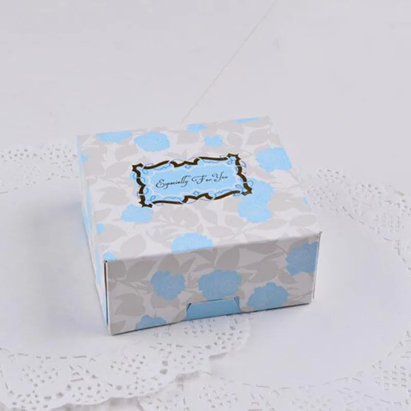 10 шт./лот розовые синие декоративные квадратные коробки для печенья торта конфет