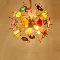 g9 led postmodern iron agate globe multicolor lustre chandelier lighting suspension luminaire lampen for dinning room