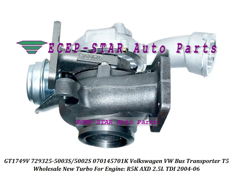 Турбо GT1749V 729325 5003S 5002S 070145701K 070145701KX 070145701KV для автобуса VW транспортера T5 2004 R5K AXD