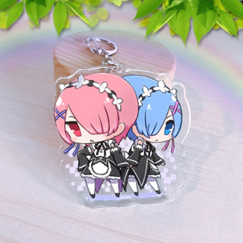 Японское аниме Re Zero Acrylic Twoside брелоки с принтом 6 см Rem Ram Emilia Мультяшные Portachiavi