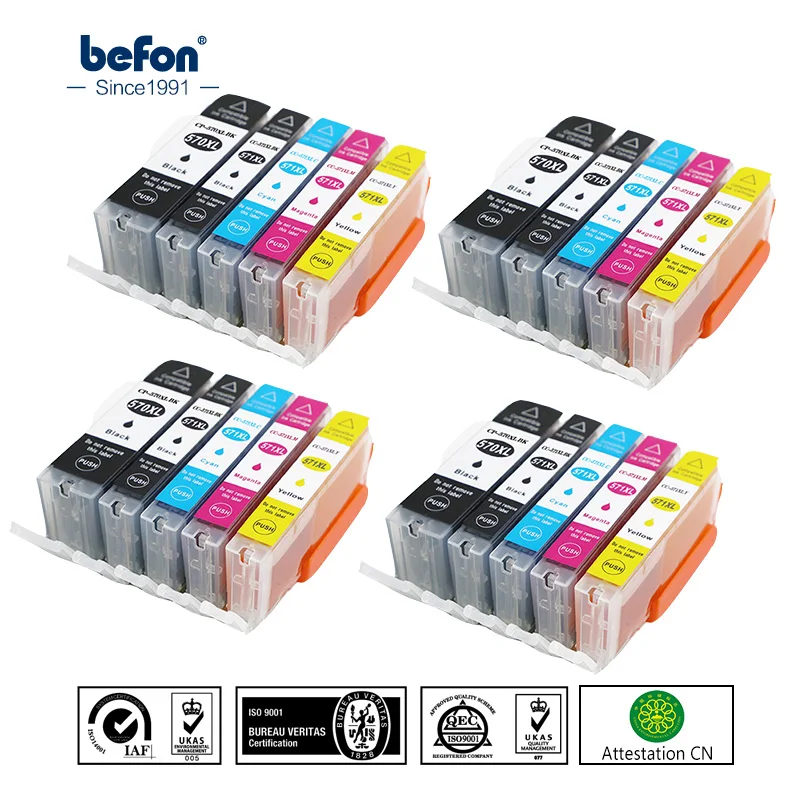Befon Замена для Canon PGI 570 CLI 571 чернильные картриджи 570XL 571XL Pixma MG5750 MG5751 MG5752 MG5753 MG6850