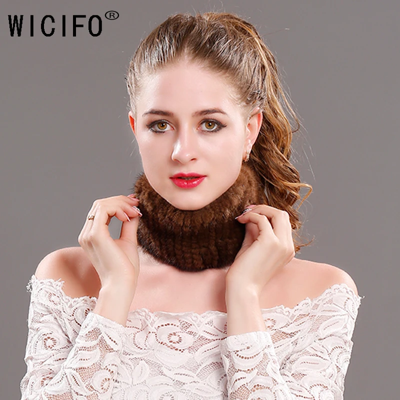 2019 Women Real Fur Handmade Stretch Scarf Knit Genuine mink Headbands Girls Natural Ring Cowl Snood Scarves Winter | Аксессуары для