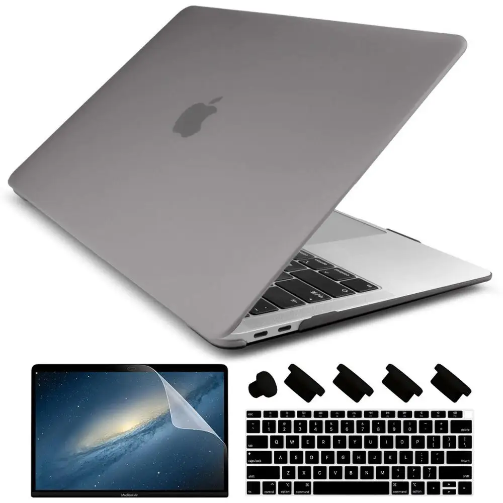 gray Матовый Кристальный пластиковый жесткий чехол для MacBook Pro Pro retina 13 15 дюймов A1706/A1707 Touch Bar New Air 13A1932 - Цвет: gray