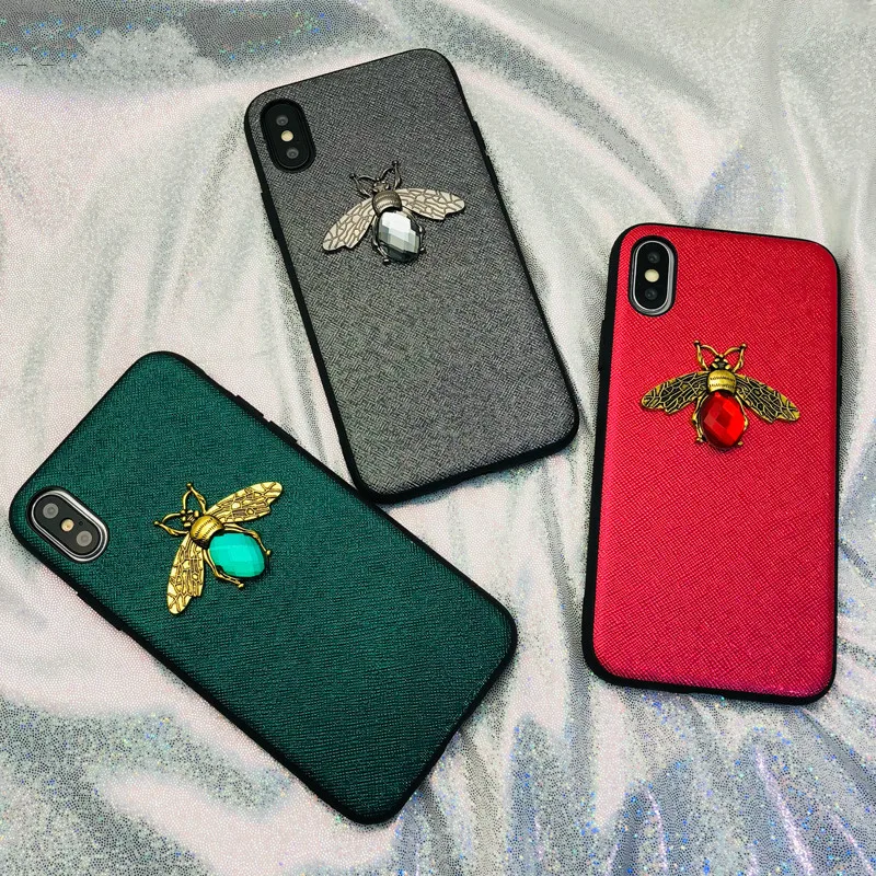 Роскошный чехол Dawer me со стразами и Пчелой для IPhone X XR XS Max Diamond geometrie TPU Кожаные