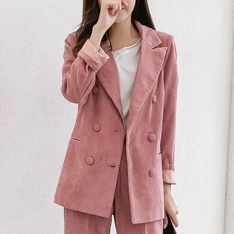 Bella Philosophy high street двубортный вельветовый Блейзер брюки теплая куртка Офисная
