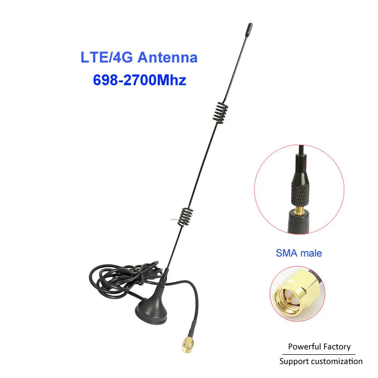 

4G Antenna Magnetic Double Spring 7DBI 698-2700Mhz1.5M Cable SMA Male
