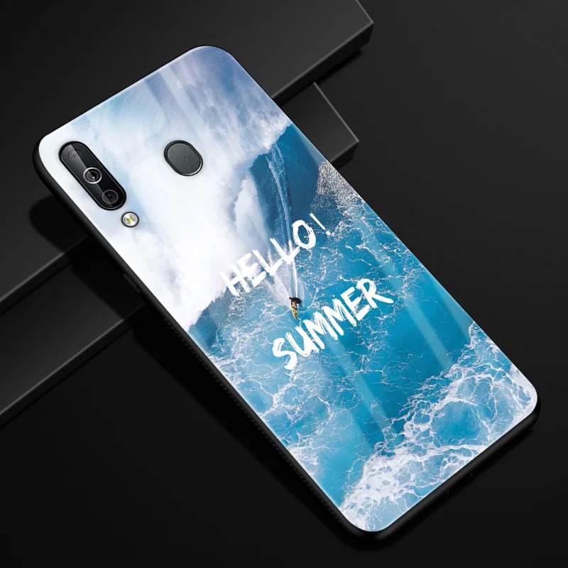 10 Для samsung A40S чехол Мода Жесткий PC стекло задняя крышка для samsung Galaxy A40S A 40S M30 чехлы для телефонов силикон бампер Coque - Цвет: 10