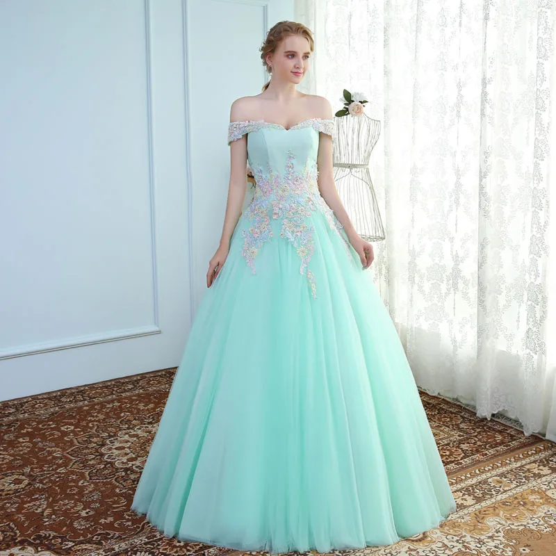 Ruthshen мятно зеленые платья для Quinceanera 2020 бальные с открытыми плечами маскарада