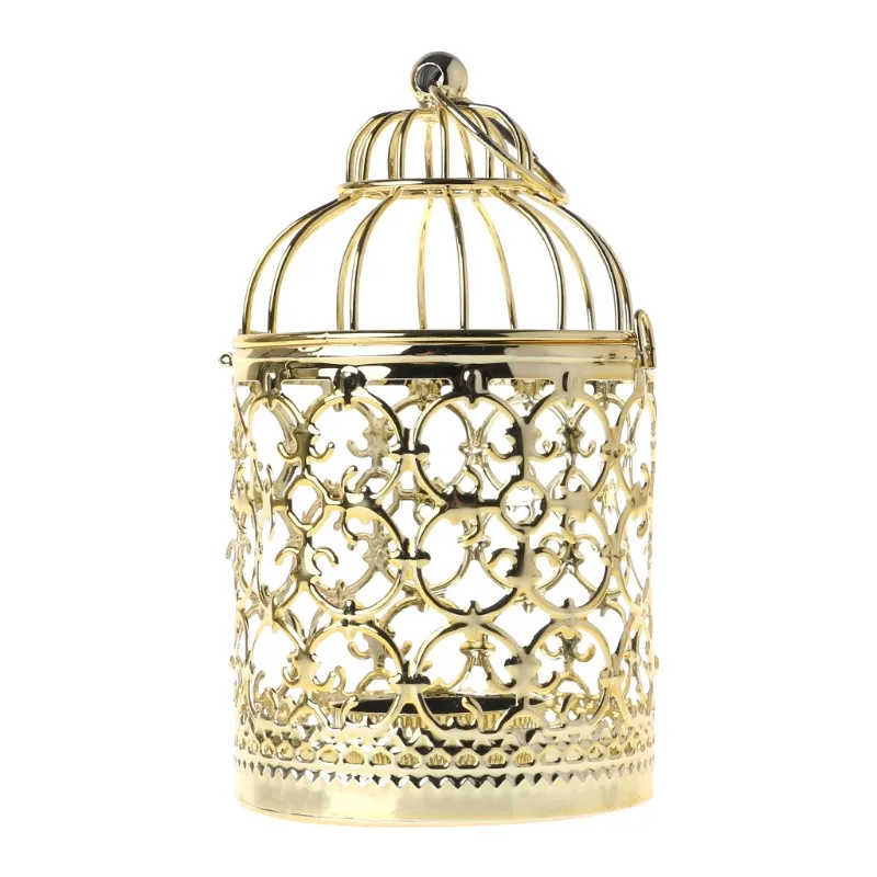 01 Высокое качество полый Держатель Подсвечники Tealight подвесной фонарь винтажная клетка для птиц 3 цвета - Цвет: 01