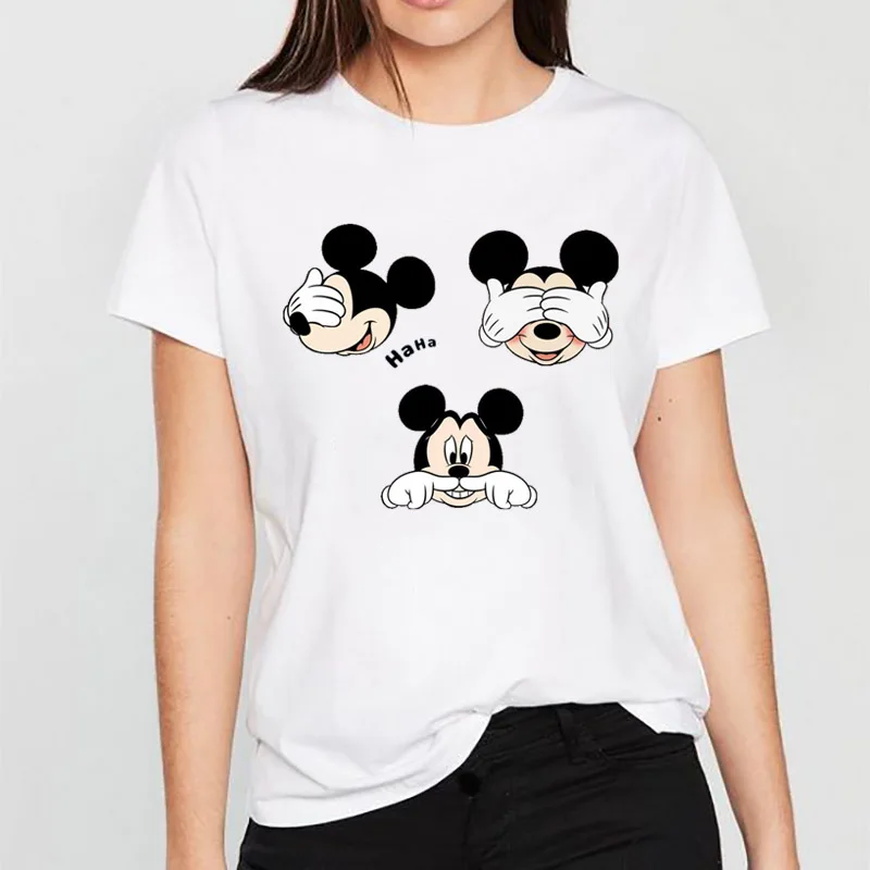 Милая футболка Camiseta Mujer Harajuku женская одежда корейская Обложка Микки Глаза