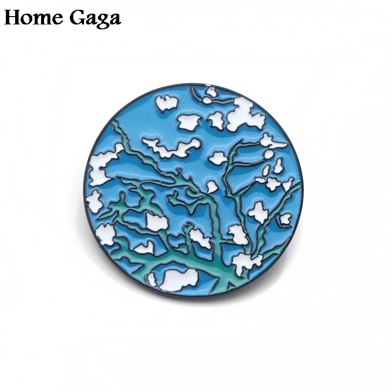 Homegaga Ван Гог живопись подсолнухи звездное небо цинк булавки для галстука броши для рюкзака, одежды для мужчин женщин шляпы значки медали D1616
