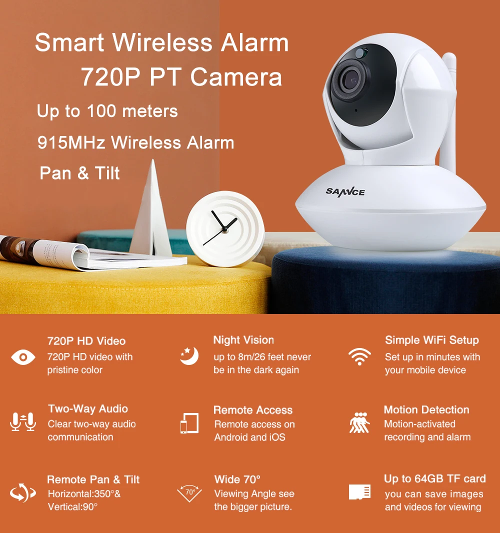 SANNCE 720P HD умная беспроводная IP камера 1.0MP двухсторонняя аудио ИК ночного видения wifi PTZ камера CCTV Домашняя безопасность детский монитор