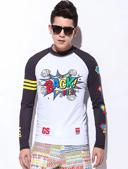 Мужская гидрокостюм с длинным рукавом белая и черная рубашка для серфинга