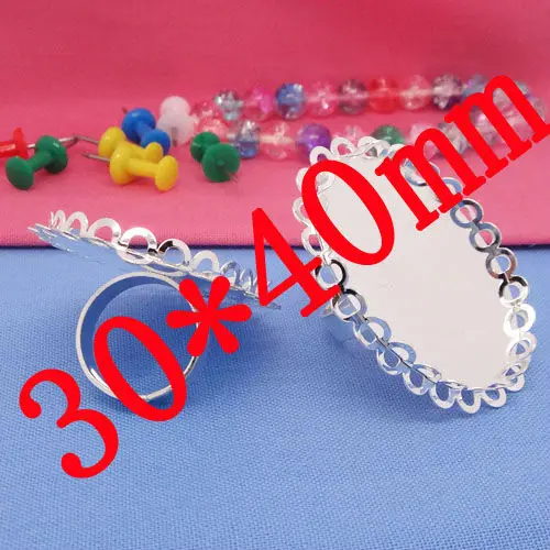 10pcs New Arrival Wholesale Silver Plated inner 13*18/18*25/30*40mm Cameo Setting Cabochons Tray Ring Blank Settings
