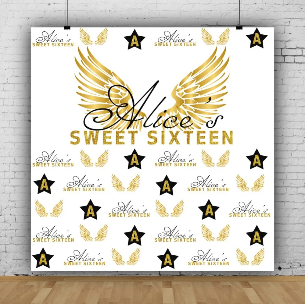 Laeacco Sweet Sixteen лет День рождения ангельские крылья звезда вечерние Post