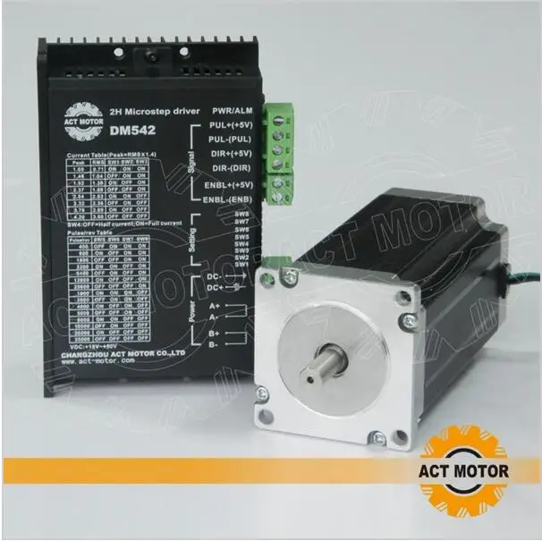 

ACT 1PC Nema23 Stepper Motor 23HS2442 Single Shaft 4-Lead 425oz-in 112mm 4.2A 8mm Diameter+1PC Driver DM542 4.2A Mill Cut
