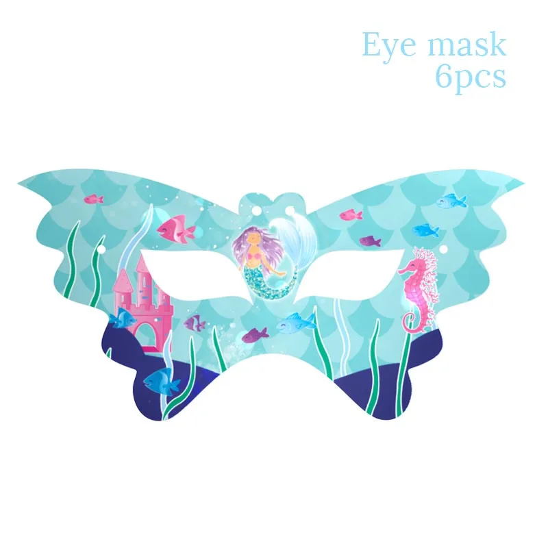 6pcs Paper Mask JOY-ENLIFE Русалка Морская звезда морской конек Блестящий Топпер для торта на день рождения украшения для детской вечеринки - Цвет: 6pcs Paper Mask