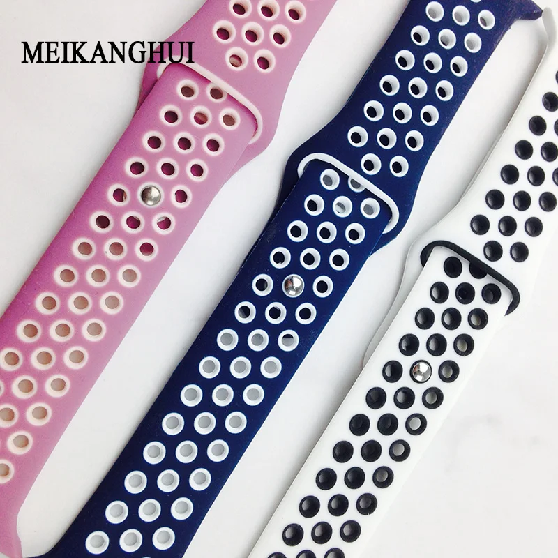Силиконовый ремешок MEIKANGHUI для apple watch браслет 42 мм 38 спортивные наручные часы