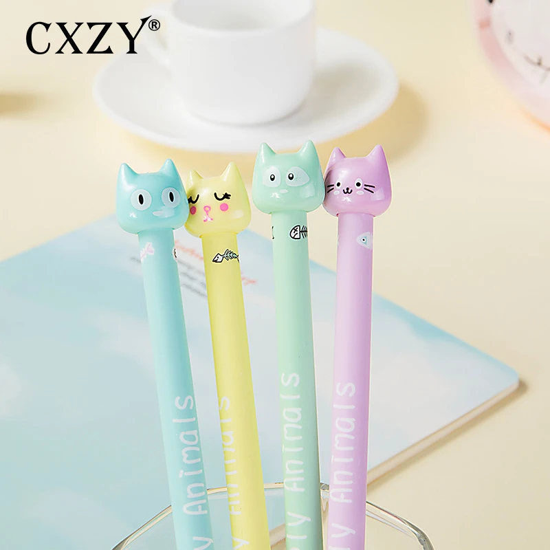 Шариковая гелевая ручка CXZY Kitty черные и голубые чернила 0 35 мм стационарные каваи
