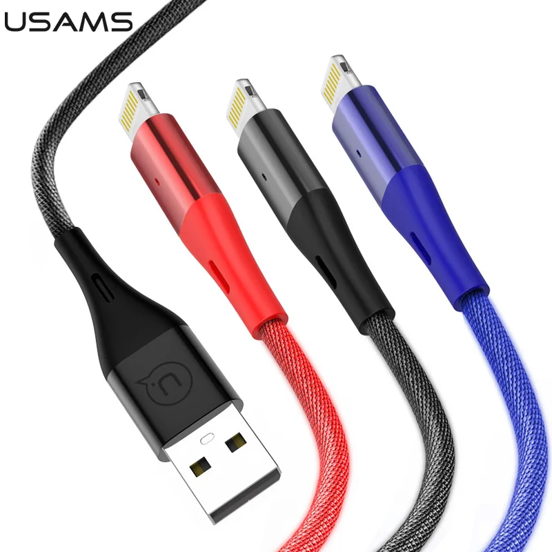 USMAS Lighting to USB кабель для iPhone XS 8 7 6S Plus нейлоновый светодиодный быстрой зарядки и