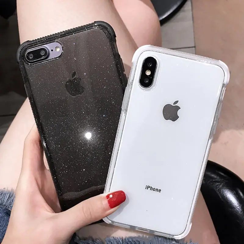 Блестящий блестящий порошок Алмазный чехол для телефона для iPhone X XR XS Max 8 7 Plus 6 6splus прозрачный мягкий противоударный чехол