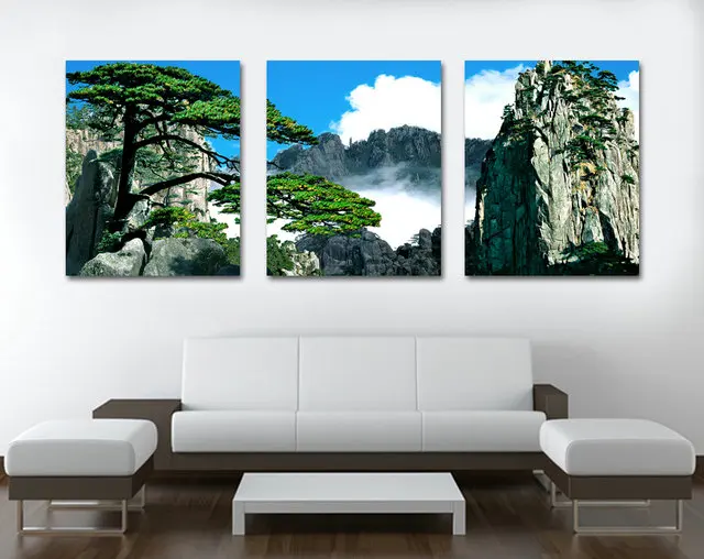 3 Панели пейзаж холст печать Облака Топ холмы Картина на холсте Cuadros домашний