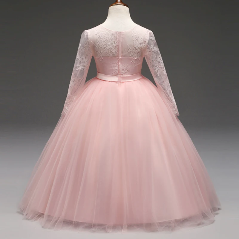 Кружевное Свадебное платье принцессы с цветочным рисунком для девочек зимняя