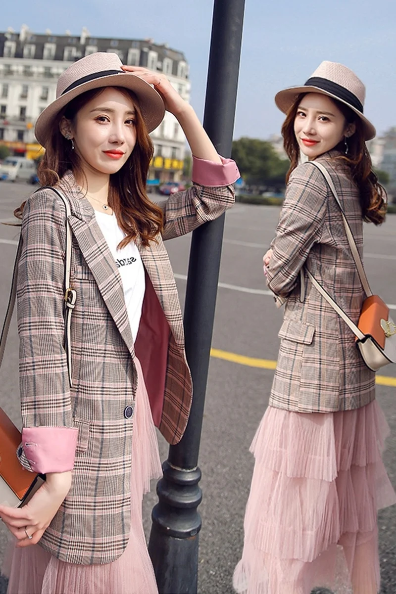 Женская одежда женский костюм куртка Женский новый корейский рукав Повседневный