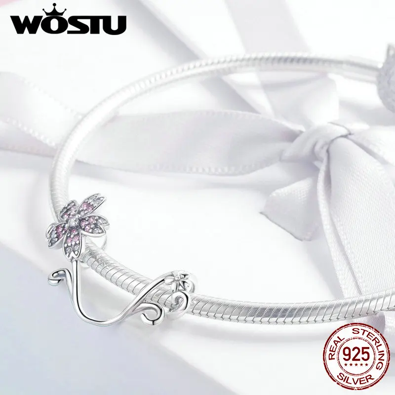 WOSTU, дизайн, 925 пробы, серебро, цветущая вишня, бусины, подходит для браслета и ожерелья, подвеска, сладкие культивированные ювелирные изделия, FIC1033