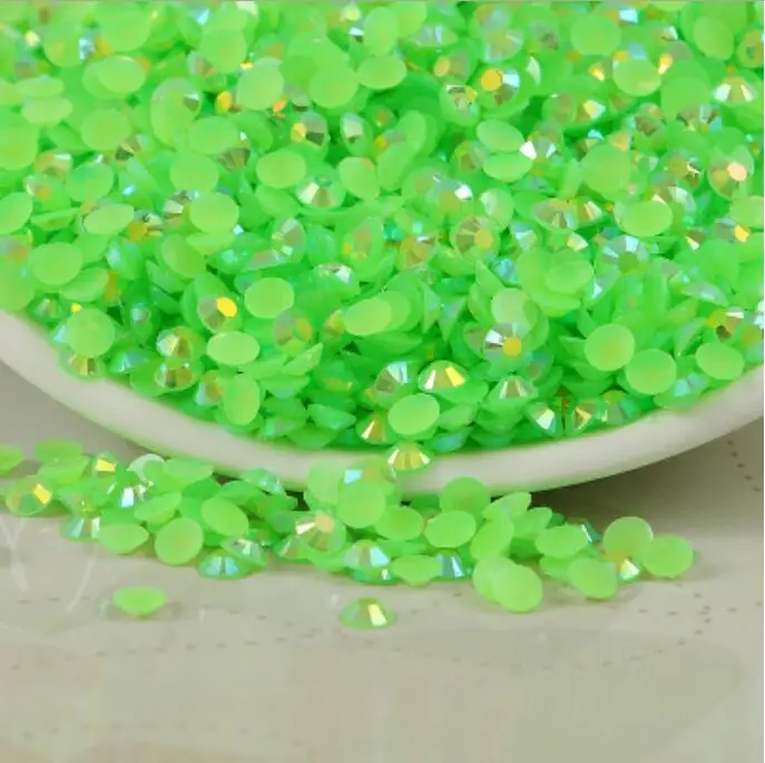 Блестящее зеленое желе AB цветные полимерные стразы 2 мм 3 4 5 6 ручная работа с