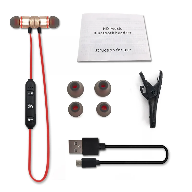 Gold Bluetooth наушники спортивные высококачественные стерео наушники-вкладыши супер бас смартфон Музыка Спорт гарнитура с микрофоном - Цвет: Gold