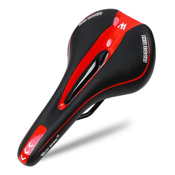 B Style Red WEST BIKING седло для велосипеда, шоссейные стальные рельсы, горный велосипед, Sillin Bicicleta Carretera, мягкое седло из искусственной кожи для горного велосипеда - Color: B Style Red