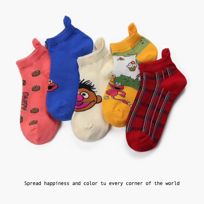 

Тонкие носки-лодочки для иллюстрации, сезон весна-лето, женские носки, хлопковые носки с милым японским мультяшным рисунком