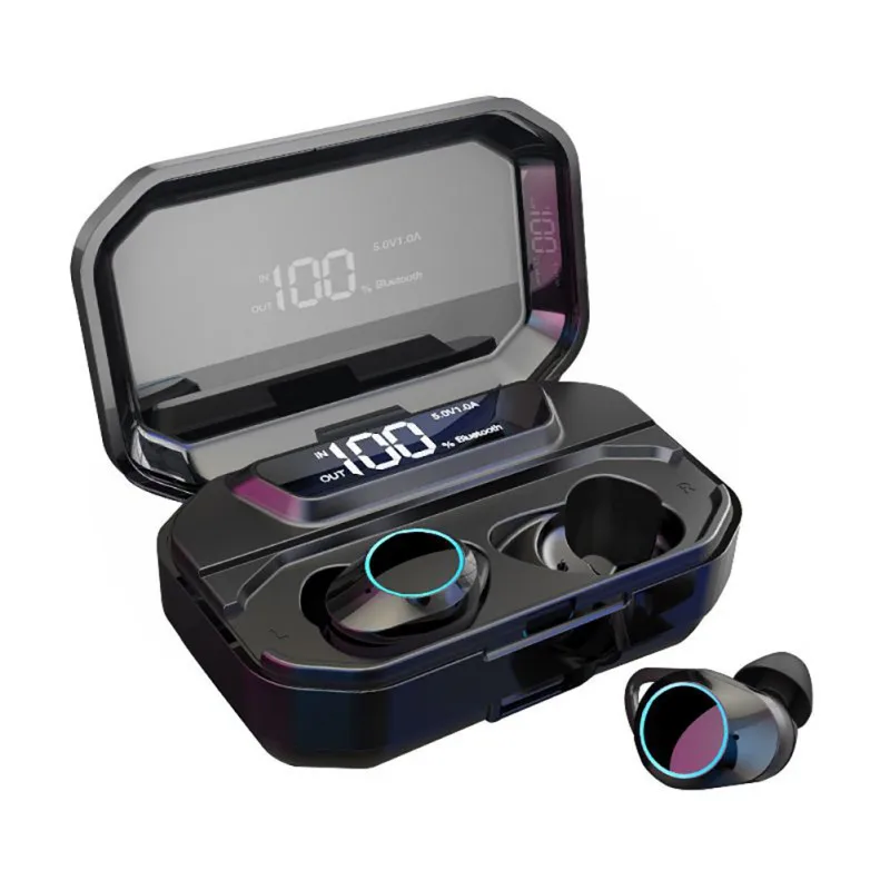 G02 TWS 5,0 Bluetooth 9D стерео наушники беспроводные наушники IPX7 водонепроницаемые наушники 3300 мАч светодиодный умный внешний аккумулятор держатель для телефона - Цвет: Красный