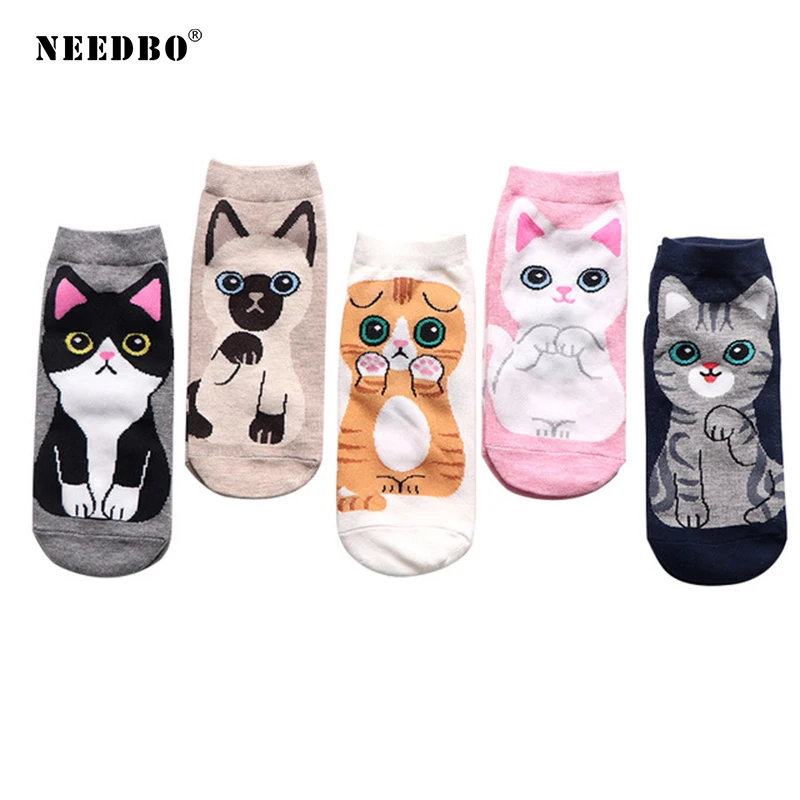 NEEDBO/женские носки с котом сексуальные башмачки принтом забавные Женские носочки