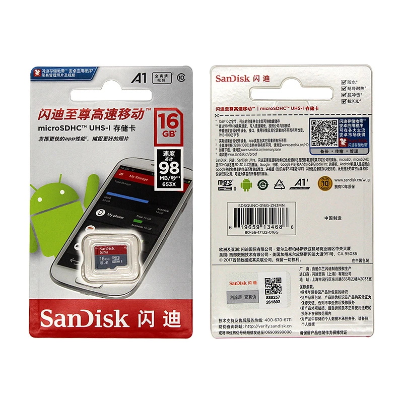 SanDisk карта памяти micro sd 128 Гб 64 ГБ 32 16 98 МБ/с./с TF usb flash класс 10 оригинальные карты