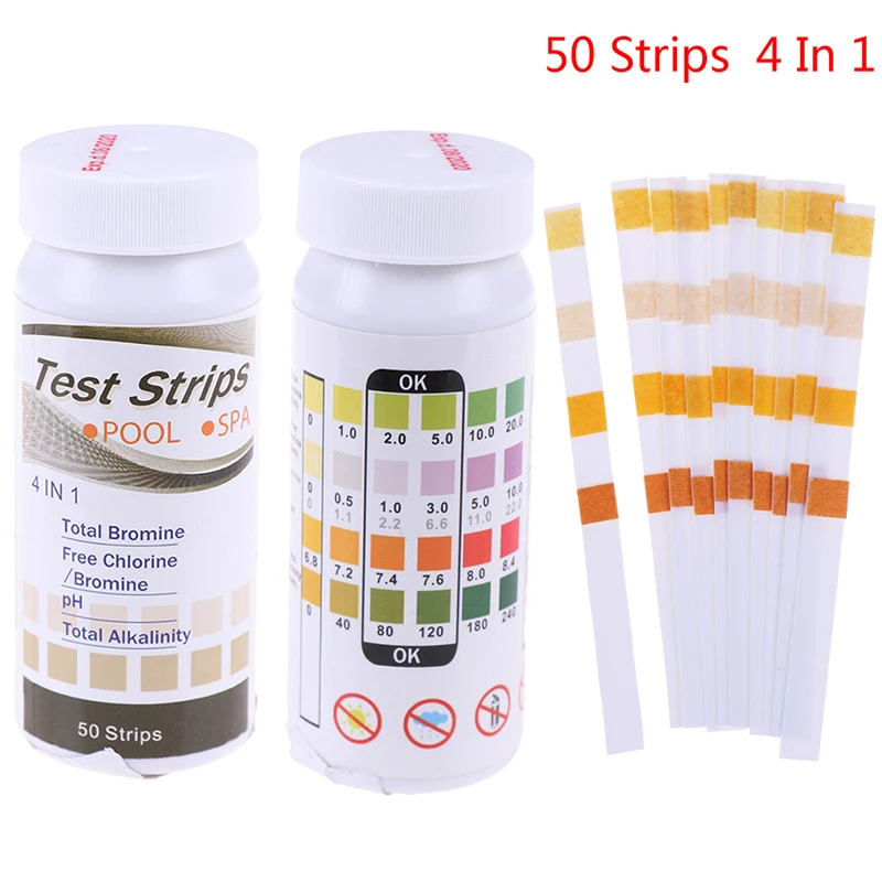 Chlorine Bromine PH Alkalinity Cyanuric Acid Hardness Test Tools 4 In 1 Swimming Pool Spa Water Strips Papers | Инструменты