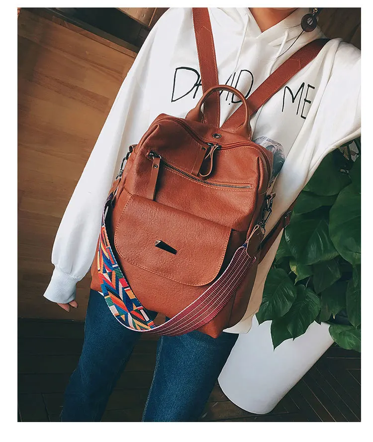 Женские рюкзаки, винтажная модная кожаная сумка Mochila, многофункциональная сумка-тоут с защитой от кражи, большая красочная сумка на плечо для путешествий