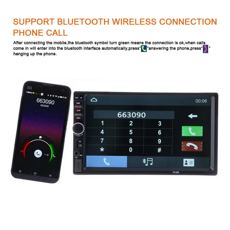 Автомобильная камера 7 дюймов Bluetooth FM автомобильная 2 Din автомобильное аудио