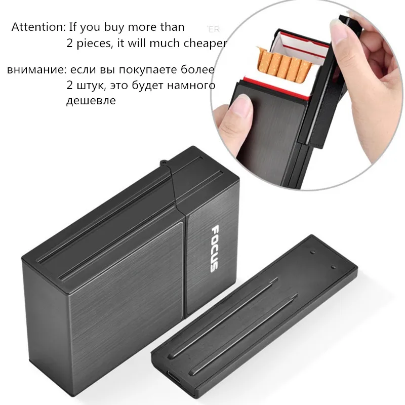 Большой Ёмкость сигареты чехол со съемной электронная USB Зажигалка