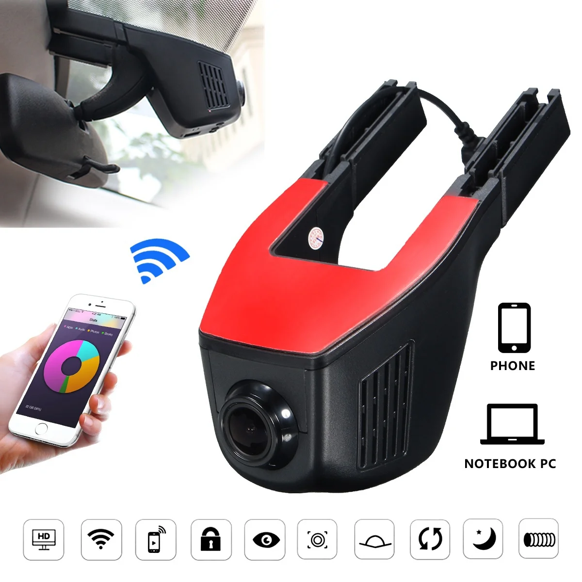 Скрытый Автомобильный видеорегистратор 20 шт./лот 1080P WiFi 170 G-сенсор хобби |