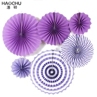 haochu 6pcsset 8 12 16 inch christmas decorations for home round paper fan for wedding backdrops decoration baby kids baptism