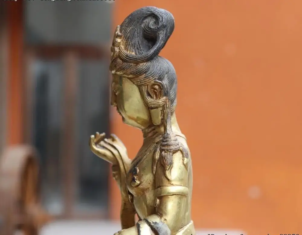 Тибетский медный блеск Kwan-yin Guan Yin GuanYin Avalokitesvara статуя божества Будды | Дом и сад