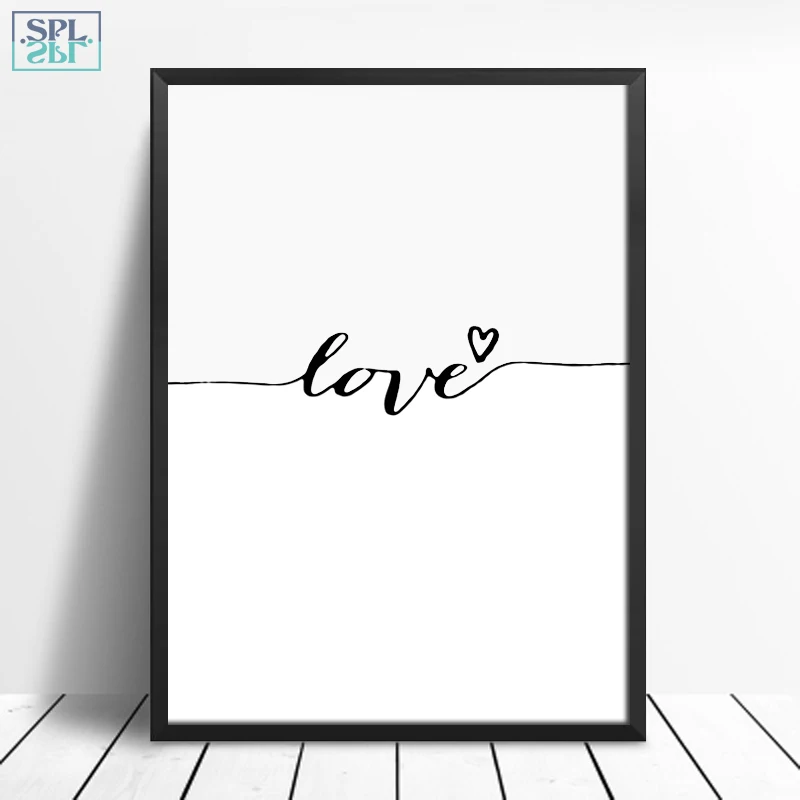 SPLSPL Nordic Minimalist Wall Art Picture Green Leaf Plant Canvas Print Poster Painting Scandinavian LOVE Home Decor No Frame | Дом и сад