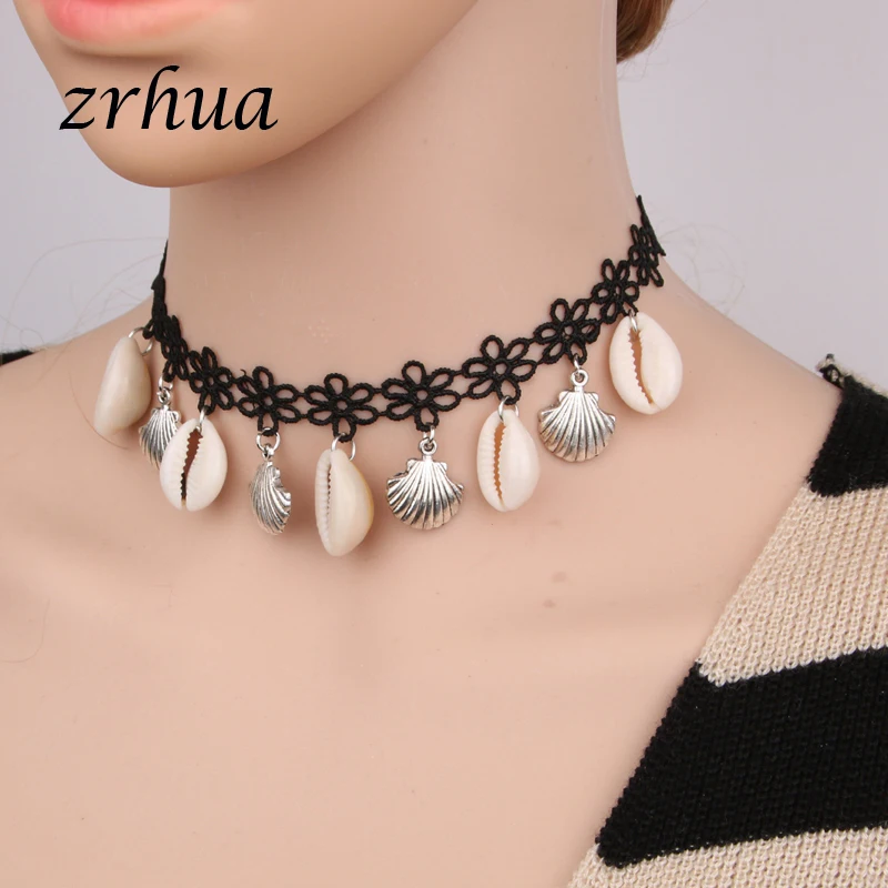 Женское колье-чокер ZRHUA Boho Sea Shell колье с натуральным чехлом простое ожерелье для