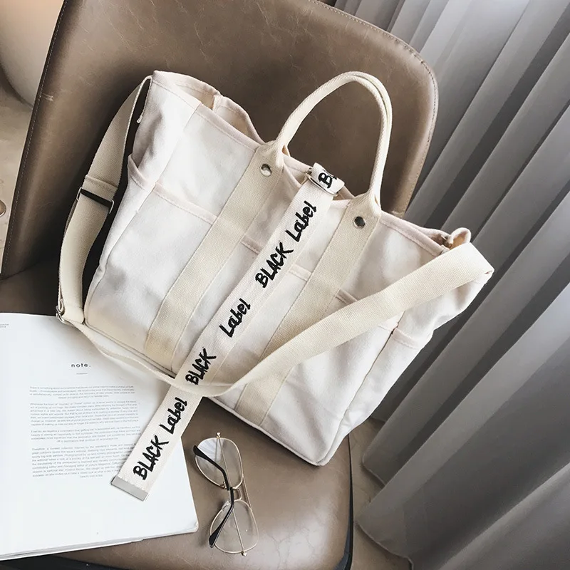 Холщовые сумки для женщин и мужчин женская сумка покупок черного белого - Фото №1