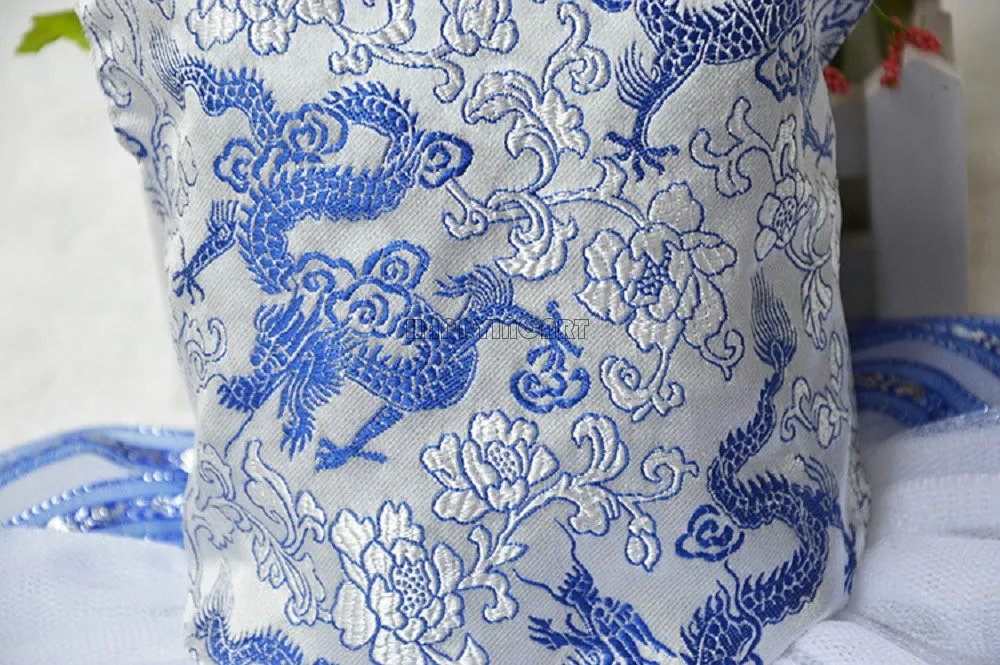 Cute Pet Apparel Dog Clothes Wedding Dress Blue and White Porcelain Pattern Small Dragon Embroidery Thickened Plush CHW235 | Дом и сад