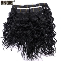 angie natural black color bohemian wave synthetic hair bundles big curly wave hair extensions 100 grampcs